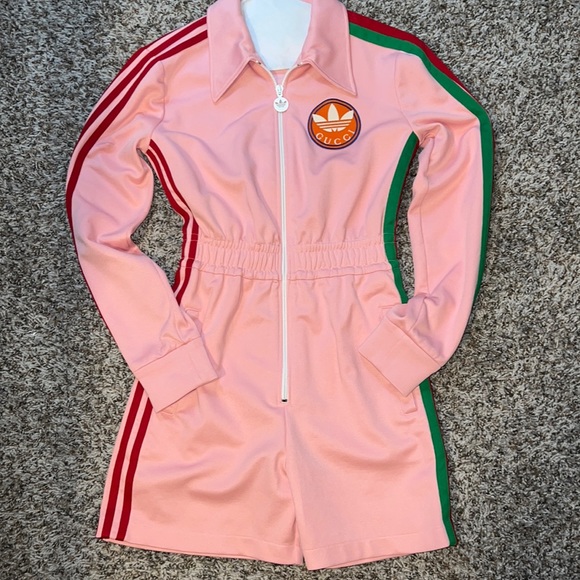 Gucci Pants - Adidas x Gucci Jumpsuit. Size:S Color: Pink ONLY WORN ONCE!! TAG & BOX INCLUDED